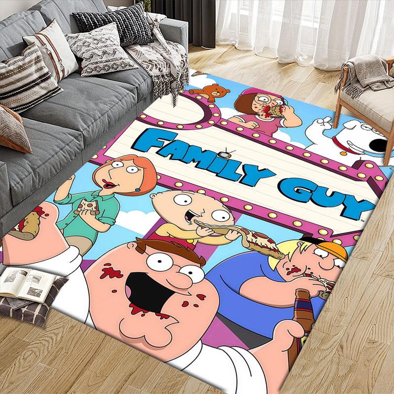Family Guy Poster Flannel Printed Carpet, Home Sofa Decoration for Living Room & Bedroom, Non‑Slip Play Flannel Floor Mat for Game Room