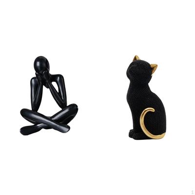 Abstract Cat Figure Sculpture Decorative Resin Collectible Desktop Ornament Statue for Living Room