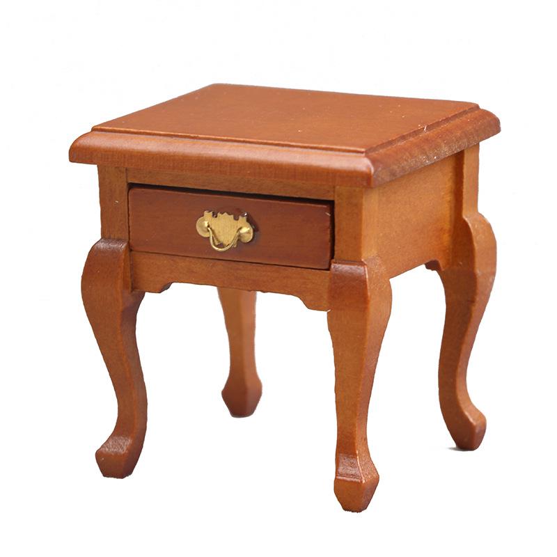 

1:12 Miniature Dollhouse Bedside Table Cabinet Ornament каштановий