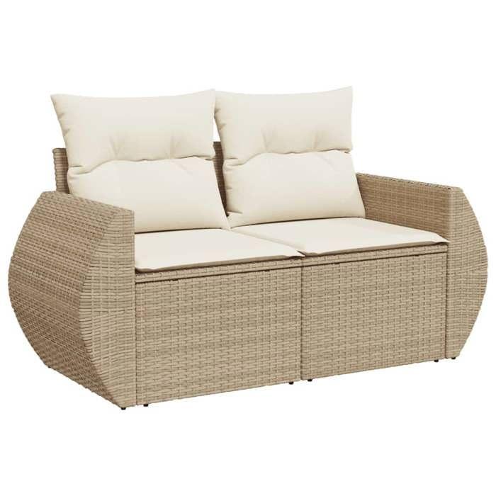 VidaXL Salon de Jardin avec Coussins 10 pcs, Canapés de Terrasse, Ensemble de Meubles de Patio, Mobilier d'Extérieur, Beige 3221907