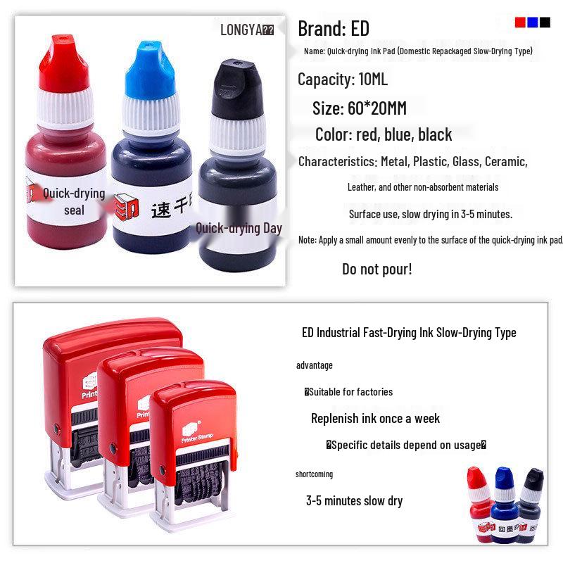 Re-inkable Adjustable Date Stamp ED401: Multi-Format English & Chinese with Slash/Dash Options and Number Wheel.