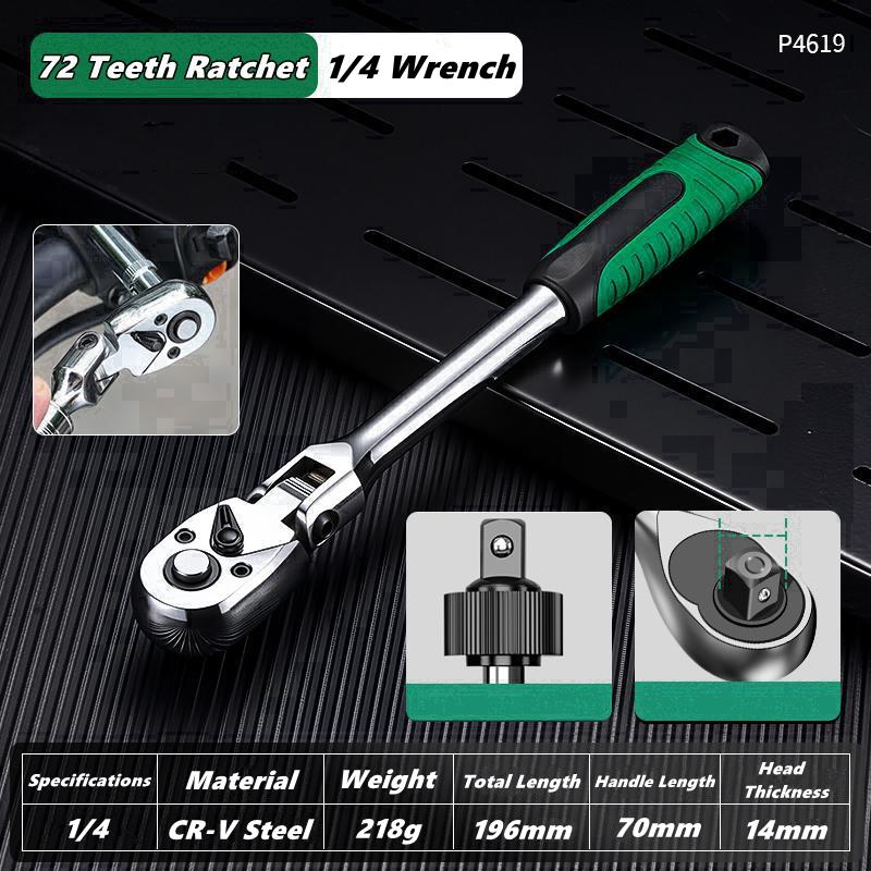 

1/4 3/8 1/2 Inch Adjustable Ratchet Wrench Drive Rotating Ratchet Reversible Drive 72 Tooth Socket Wrench Morot Mechanical Tool