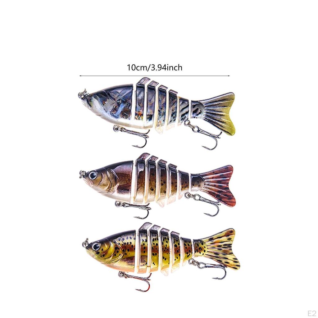 3 Pack Fishing Lures Baits Crankbait Tools Gifts Hard Swimbaits for Bass Crappie Saltwater