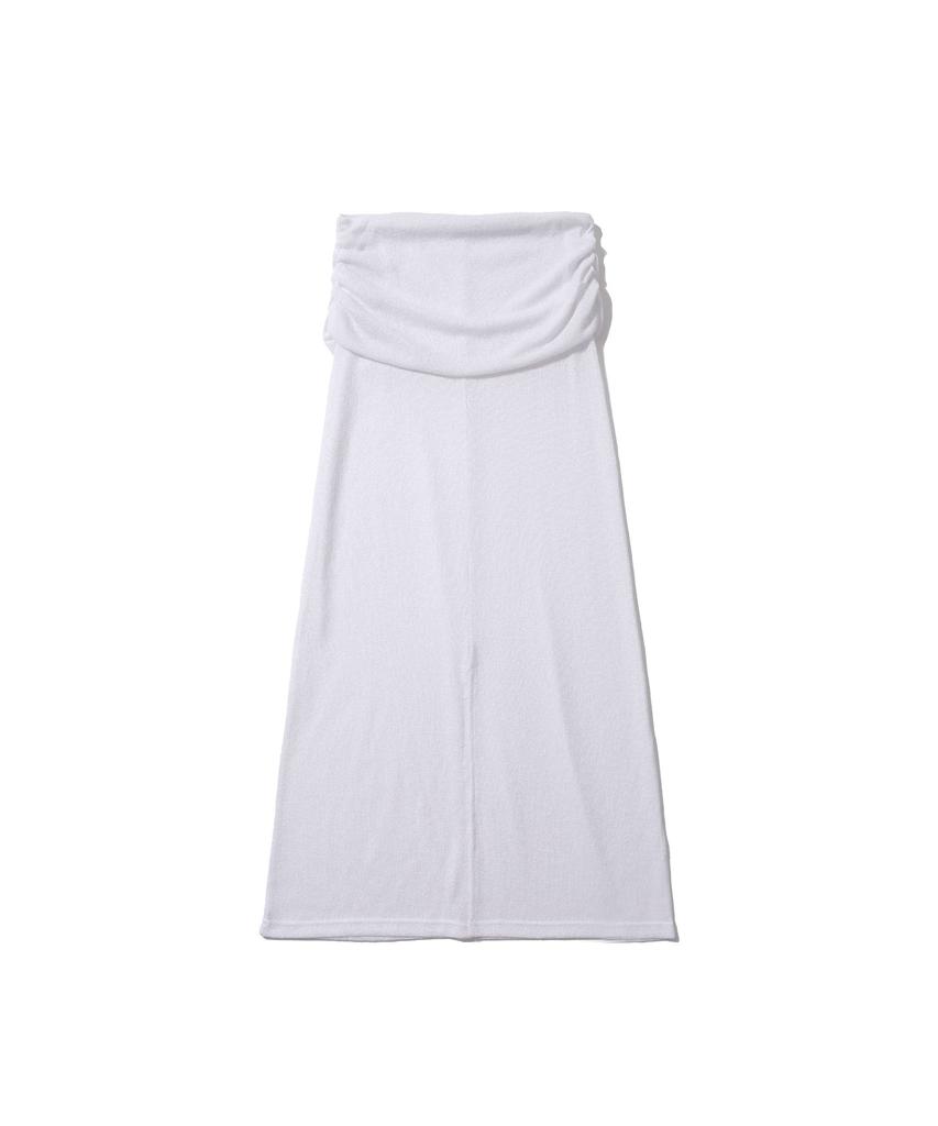 Eonibeu See-Through Shirring Long Skirt Set White