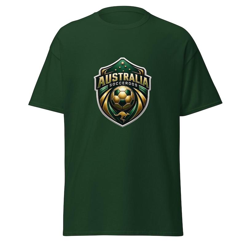 Футболка Socceroos Австралии на Чемпионат мира 2026 | Металлический Зелено-Золотой Герб с Кенгуру 4XL