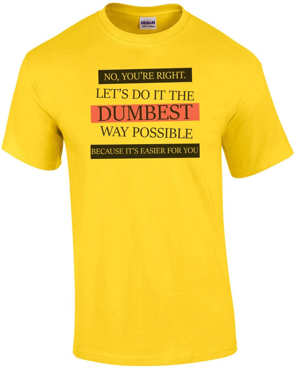 No, you re right. Let s do it the dumbest way possible. funny t-shirt XL