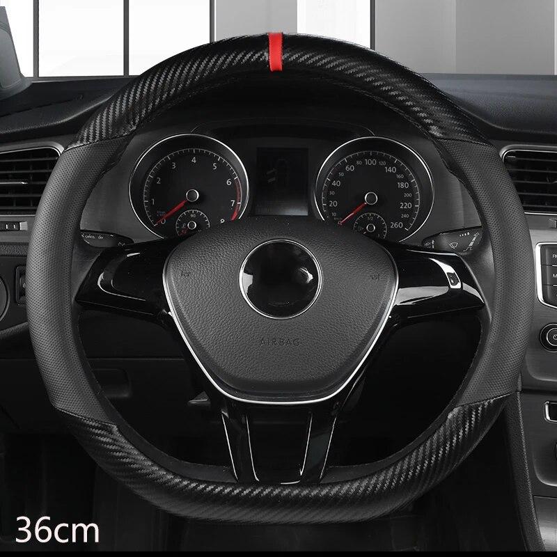 D/O Shape 36cm Carbon Fiber Car Steering Wheel Cover Size S for Honda Civic Ciimo Jade SUZUKI Alto NISSAN Juke Auto Accessories