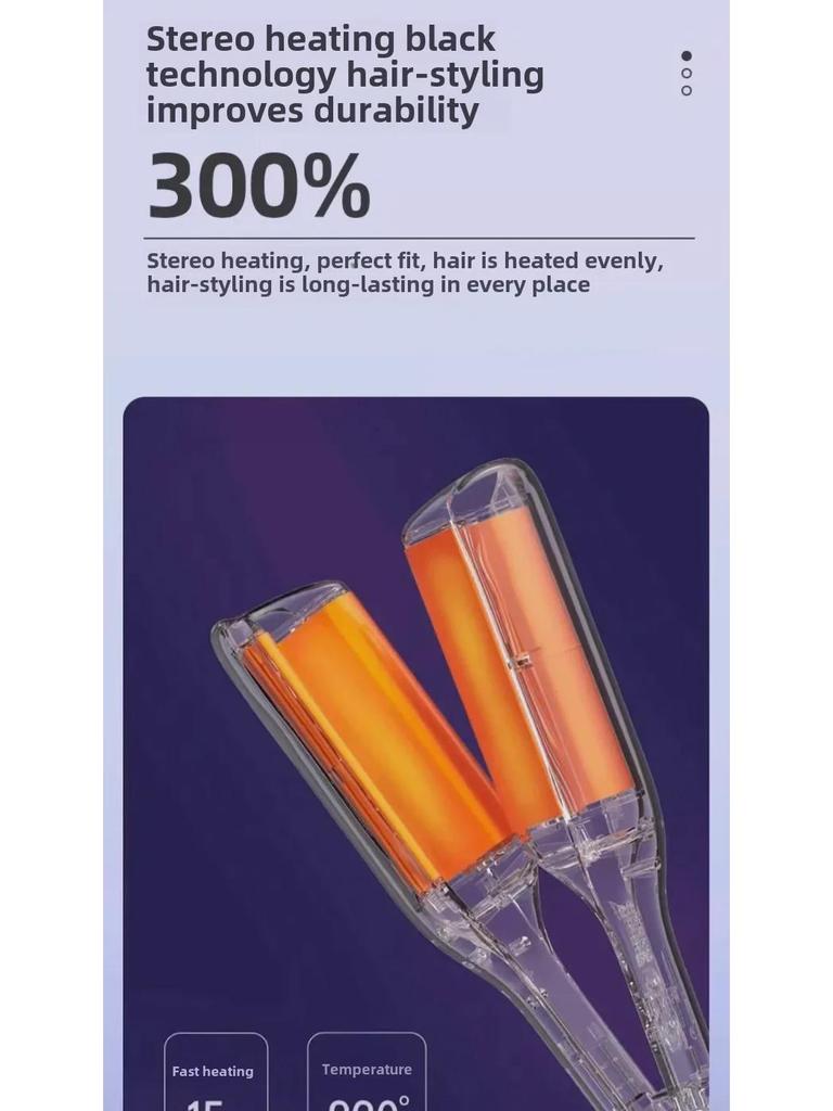 32mm Egg Roll Curling Iron: Long-lasting, Damage-free Styling for Short Hair with Wool Splint and Water Ripple Design.