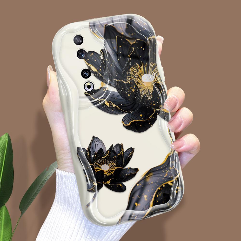 Cute Cartoon Pattern Cream Texture Casing Wavy Edge Soft Silicone Cover Phone Case for Huawei Honor Infinix Tecno iPhone