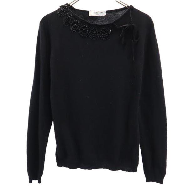 Valentino Made In Italy Cashmere Blend Long Sleeve Knit 44 Beaded Sweater Women Used
