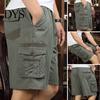 Men Short Pants Summer Casual Shorts Loose Elastic Waist Adjustable Drawstring Multi-Pockets Middle-aged Male Knee Length Sports Trousers
