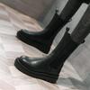 Dámské Chelsea Boots Jaro Nové Černá Střední Kotníková Plochá Platforma Dámské Boty Dámské All Match Klasické Stručné Módní Boty s kulatou špičkou