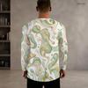 Men Plus Size Round Neck Long Sleeve Printed White T Shirt Casual Pullover