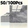 50pcs/100pcs Self-Adhesive Wall Stickers Glossy Marble Pattern Imitation Tile Peel Stick Waterproof Living Room Kitchen Bathroom