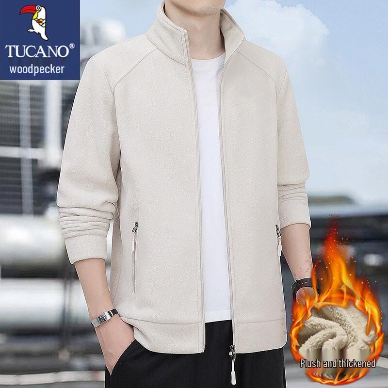 TUCANO Men's Autumn/Winter Plus Size Fleece Stand Collar Zip Jacket