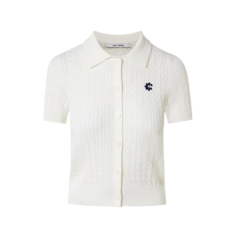 Langzi 25 Women s Pure Cotton Polo Short Sleeve Knit Cardigan Top XL