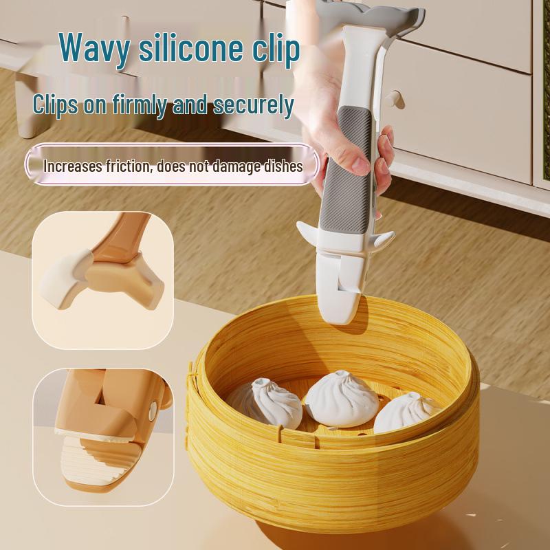 Doppelzweck Rutschfester Hitzeschutz-Schüssel- & Tellerheber - Hitzebeständiger Clip für Tabletts und Dampfgarer