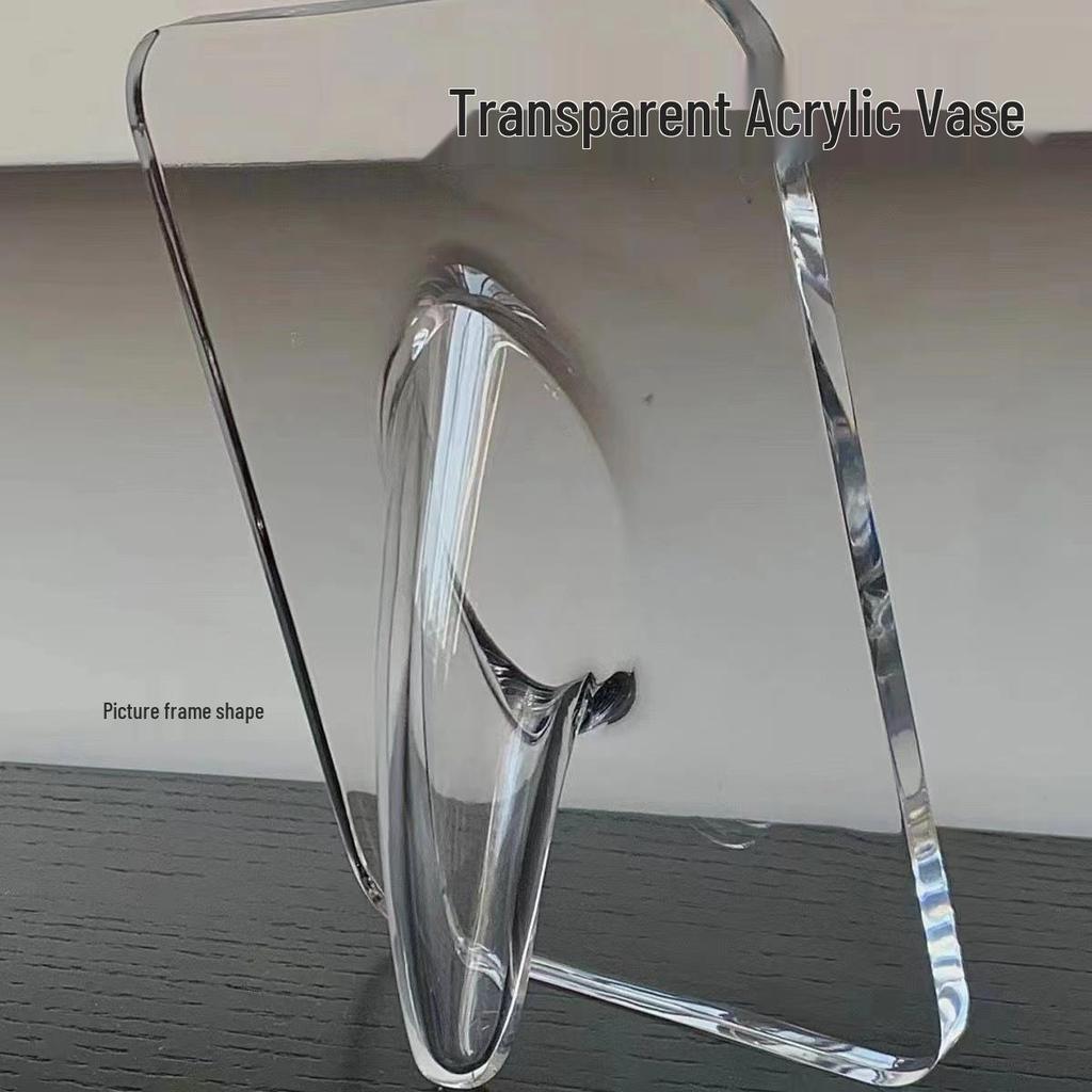 Acrylic Vase Frame: Minimalist Transparent Photo Holder & Flower Arrangement Gift