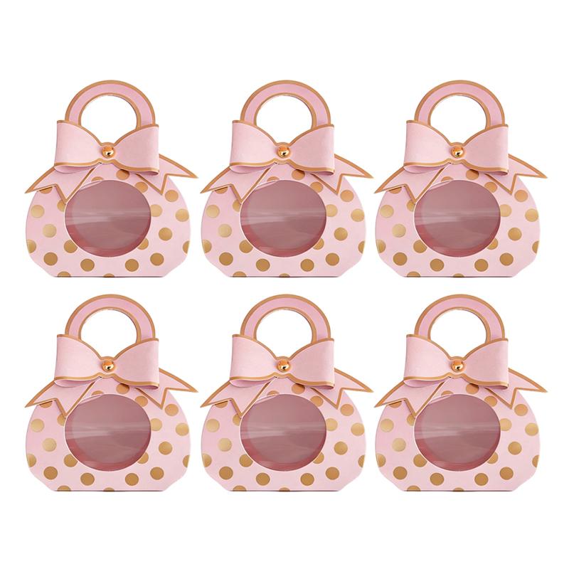 6-18PCS Pink Polka Dot Gifts Package Box Handheld Gift Bag High-Quality Paper Wedding Party Gathering Candy Box Guest Favors ZYF