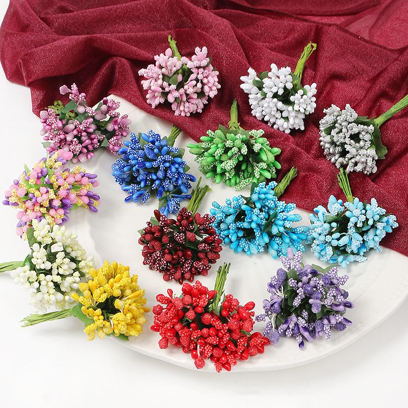 Artificial Flowers Stamen Bouquet for Home Room Decor Wedding Marriage Decoration Garland Mother's Day Gift Scrapbook Accessory KTY