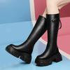 (Broken size does not make up) High boots for women's autumn new fashionable thick bottom heightening small elastic leather thin