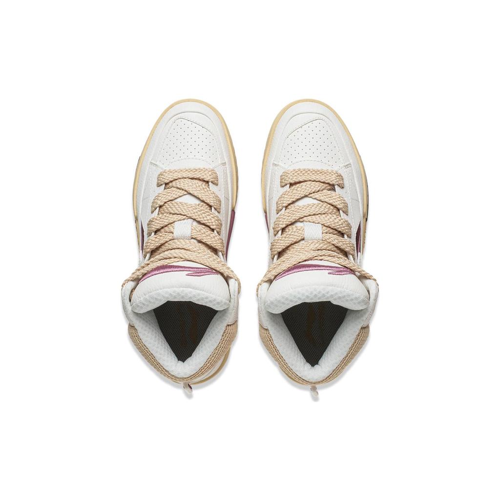 Li Ning Meilenstein Rutschfest Abriebfest Mittelhohe Skateboard-Schuhe Damen Weiß Rot AGCT284-3