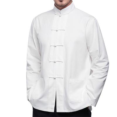 Spring Autumn Men's Chinese Style Cotton Linen Coat Loose Traditionnal Cardigan Men Solid Color Linen Outerwear Jacket