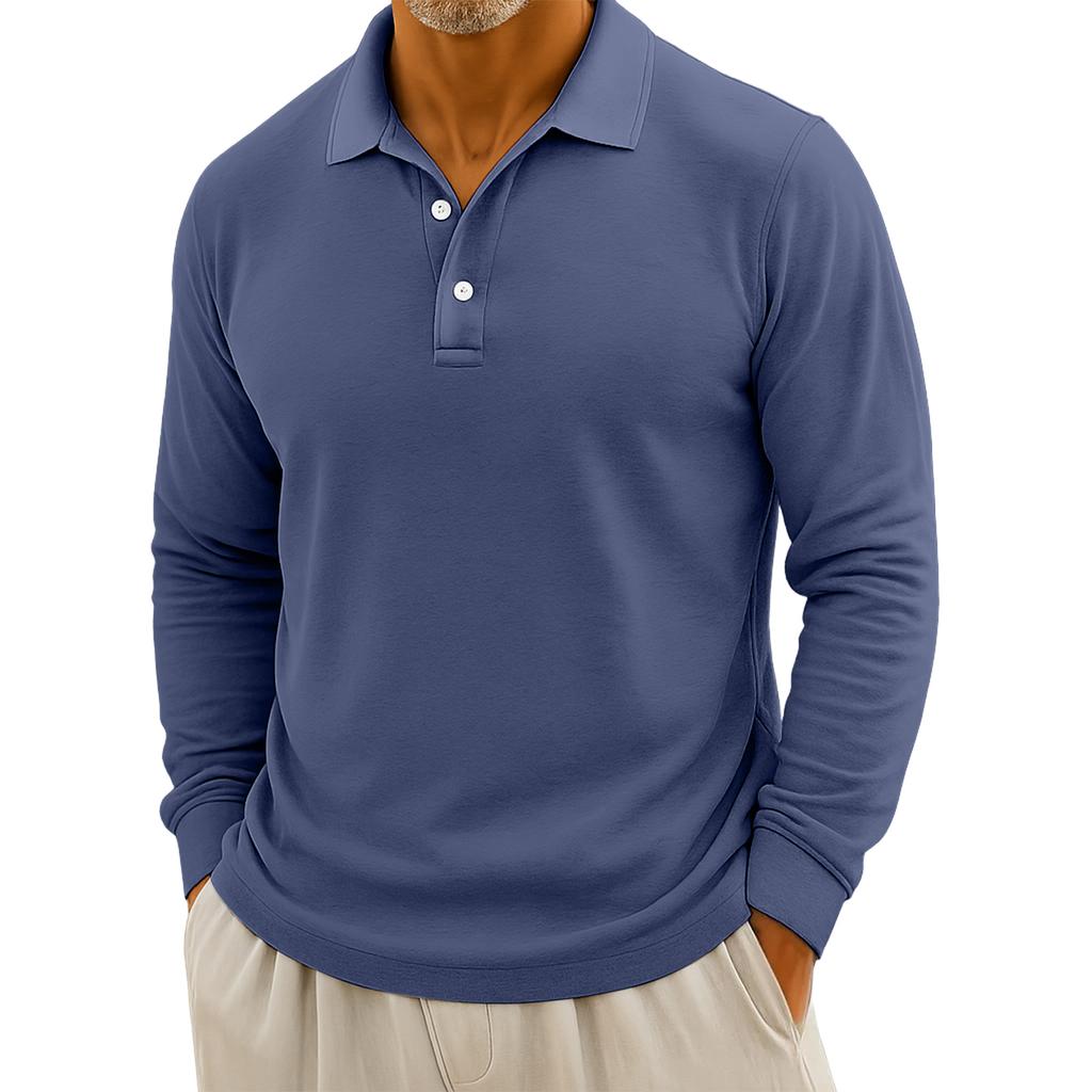 Men's Casual Solid Color Button Long Sleeve Top