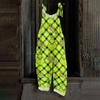 Women's Cotton Linen Overalls - Casual Loose Fit Retro Print Jumpsuit with Pockets