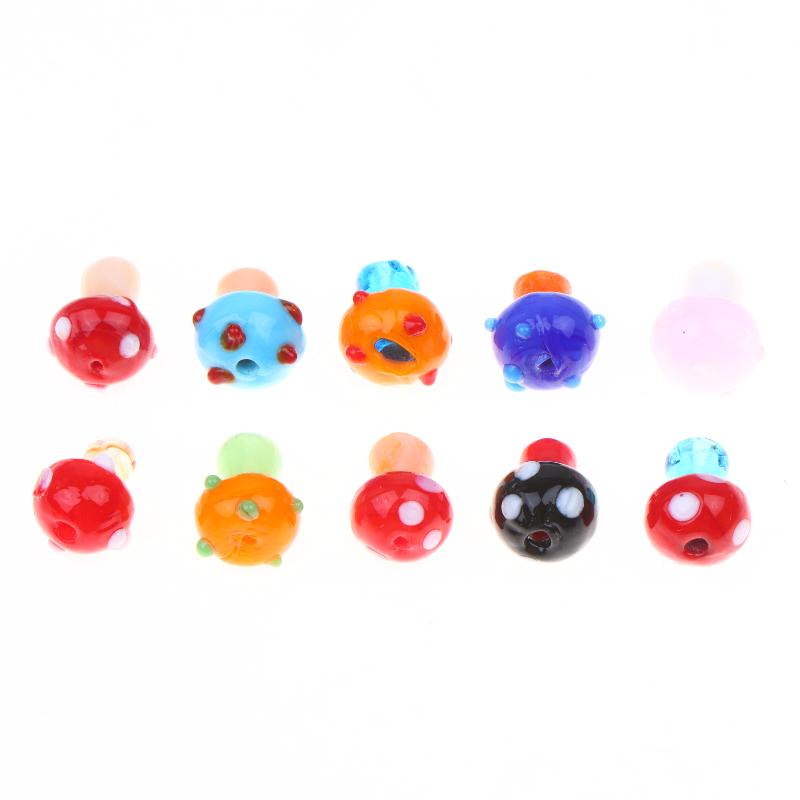10Pcs Mushroom Ceramic Beads Cute Mini Colorful Loose Spacer Beads For Diy Jewelry Making Bracelet Necklace Accessories
