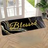 Black and Golden Anti-Slip Kitchen Rugs - Washable Floor Mats for Sink Area, Laundry Room, Farmhouse & Home Decoration Set