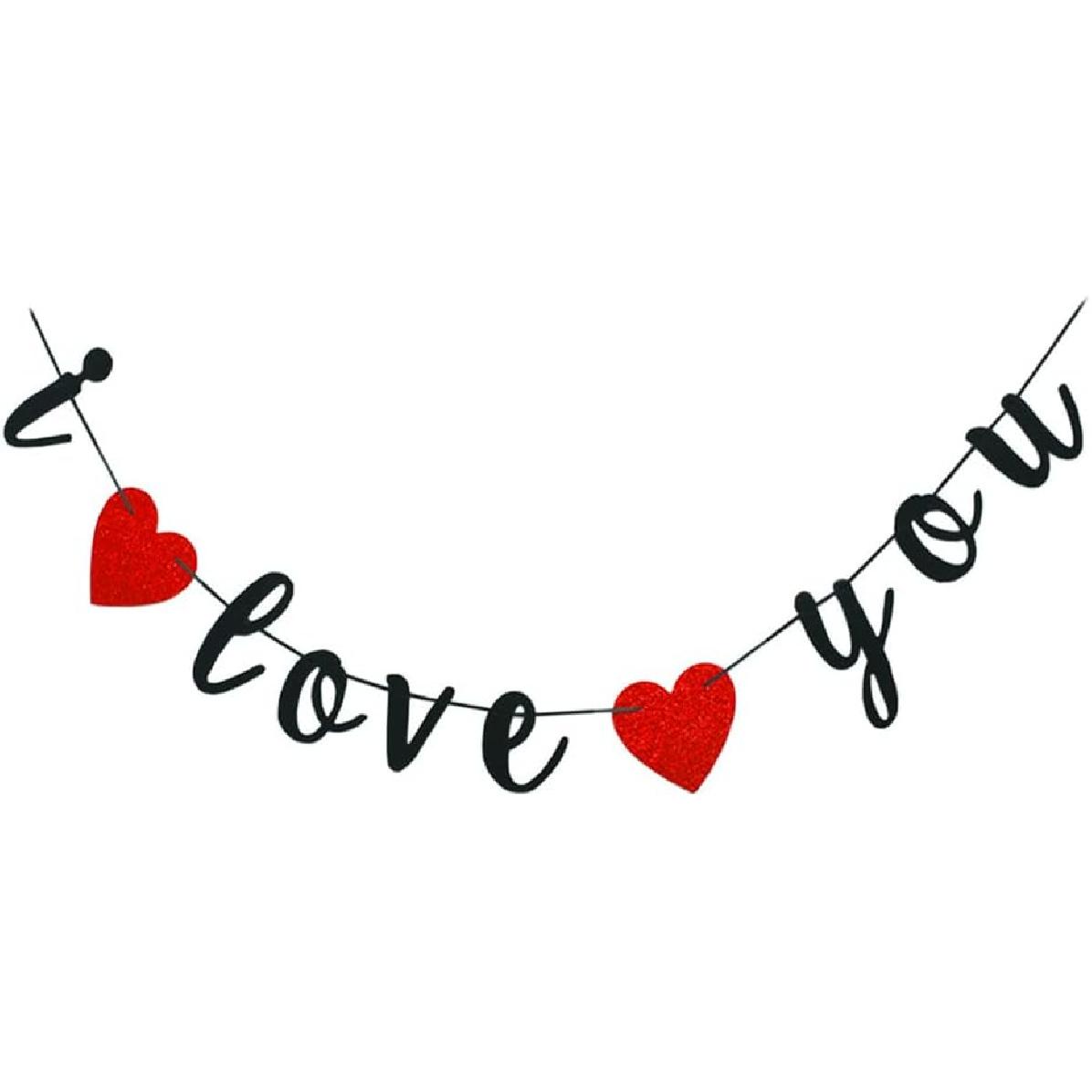 I Love You Banner, Happy Father s Day Father s birthday Decorations Happy Mother s birthday,Valentine s Day Party Decorations Wedding Anniversary