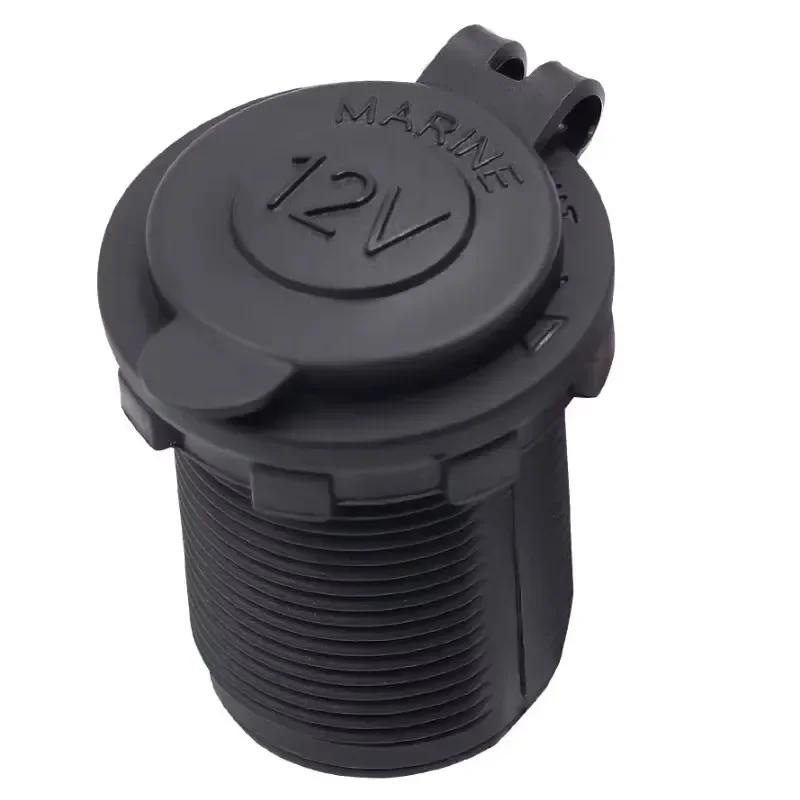 Black Car Cigarette Lighter Socket 12V Waterproof Plug Marine Motorcycle Truck RV ATV Power Socket Adapter