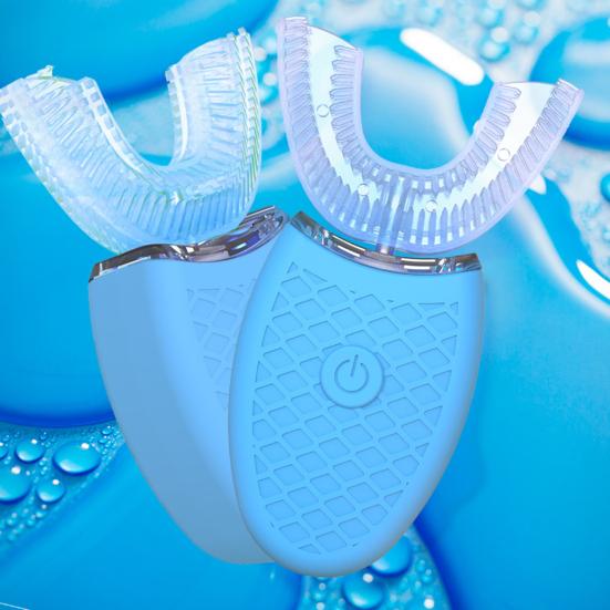 Electric Toothbrush U-Shaped Ultrasonic Silicone 360 Degrees Automatic Blue Light Toothbrush for Home Use