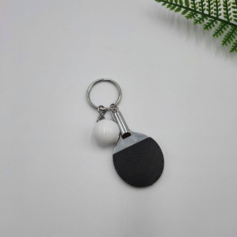 Playing Table Tennis Metal Key Rings Hanging Decorations for Key Backpacks Pingpong Keychain Keyrings Pingpong Key Chain