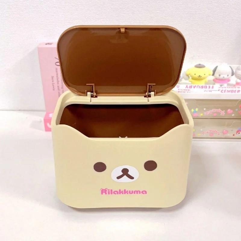 Rilakkuma Desktop Trash Can Press To Open No Assembly Required Cute Cartoon Anime Plastic Storage Bin For Desktop Bedside Car