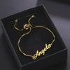 Custom Name Bracelets Hebrew Customized Personalized Name Stainless Steel Jewelry Box Chain Valentine's Day Gifts for Couple
