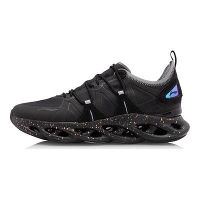 Li Ning Arc Schokabsorberend Antislip Slijtvast Lage Top Hardloopschoenen Heren Hardloopschoenen Zwart Blauw ARHQ057-1