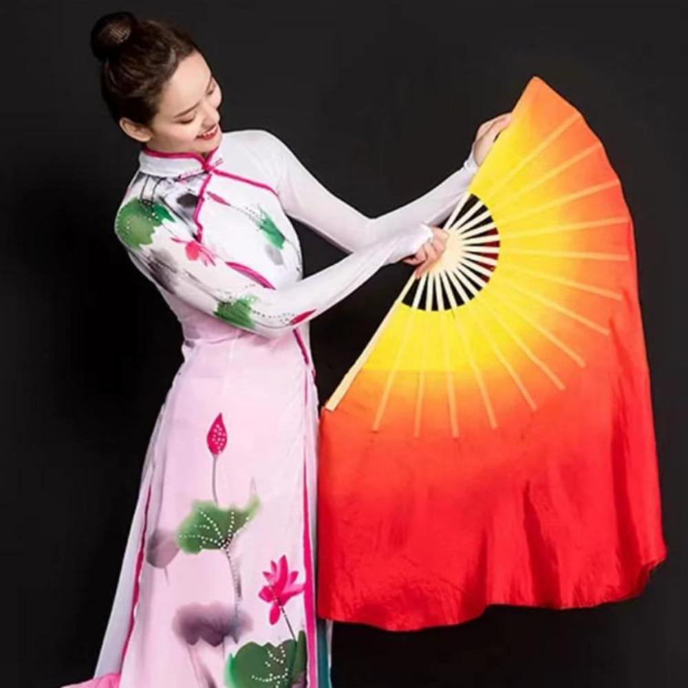 Colorful Kids Children Bamboo Fans Hand Dye Adults Fan  Veil Pairs Yangko Dance Tools