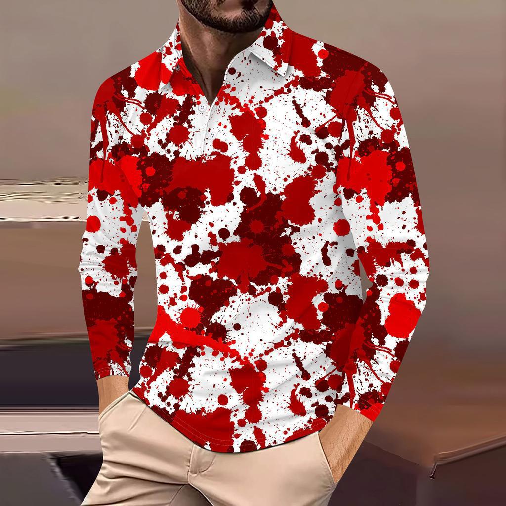 Herren Abstrakt 3D-bedrucktes Lässiges Alltags Langarm Button-Down POLO