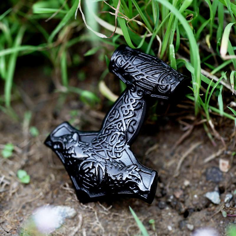 BEIER thor's hammer mjolnir pendant necklace viking scandinavian norse viking necklace with stainless steel chain BP8-384