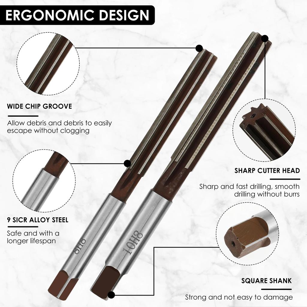 Zestaw 11 sztuk rozwiertaków ręcznych ze stali stopowej Narzędzie rozwiertakowe H8 Proste trzpienie Frezarka ręczna Narzędzie frezarki ręcznej Wielokrotnego użytku