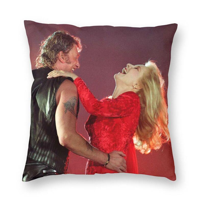 Rock Johnny Hallyday Cushion Covers Sofa Home Decor French Singer Music Square Throw Pillow Cover 45x45cm Decorative Pillowcases
