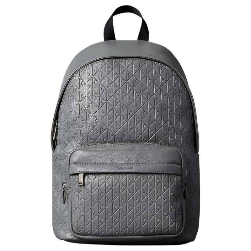 Calvin Klein Signature embossed adjustable shoulder strap polyurethane backpack men s charcoal gray