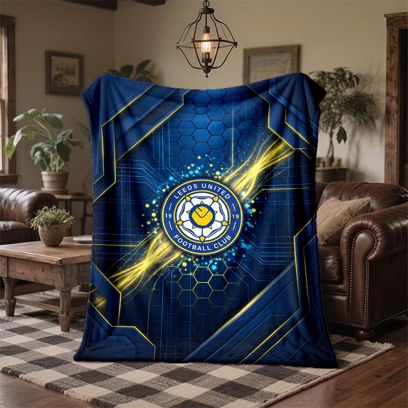 Leeds United Football Print Flannel Blanket Soft Warm Sofa Bed Throw Blanket For Home Office Bedroom