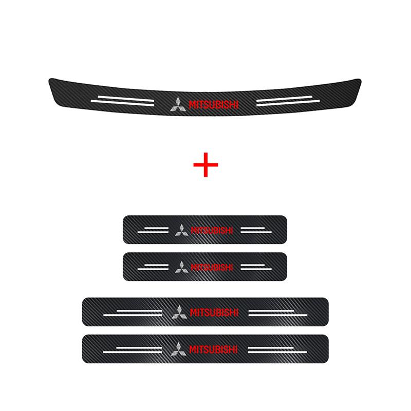 Carbon Fiber Leather Car Styling Door Trunk Threshold Protector Sticker For Mitsubishi Pajero Sport Outlander ASX Eclipse