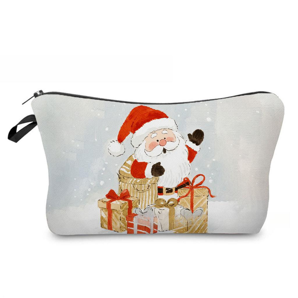 Women Santa Claus Print Cosmetic Bag Toiletries Organize Travel Storage Case 6866 KTB