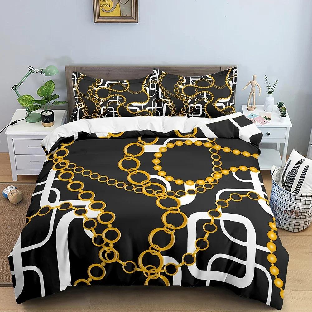 Duvet Cover Chain Pattern Print Bedding Set Adult Bedroom Comforter Set With Pillowcase Personality Queen King Size Quilt Cover