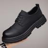Neue Designer-Spitzen-Retro-Lederschuhe für Herren mit großer Spitze, Modische Freizeit-Plateauschuhe, Männlich, Schwarz, Britischer Stil, Arbeitsschuh, Mann