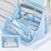 1pcs Simple Nine-layer Large Capacity Pencil Bags Double-sided Detachable Pencil Box Multi-functional Stationery Storage Bag